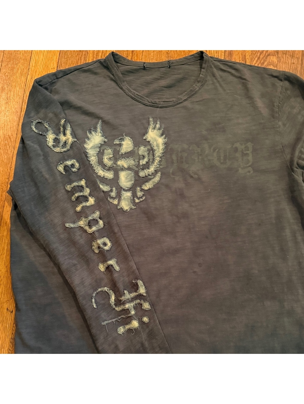 Vintage Affliction Distressed Thermal Long Sleeve Shirt  Cyber Y2K Grunge MMA XL